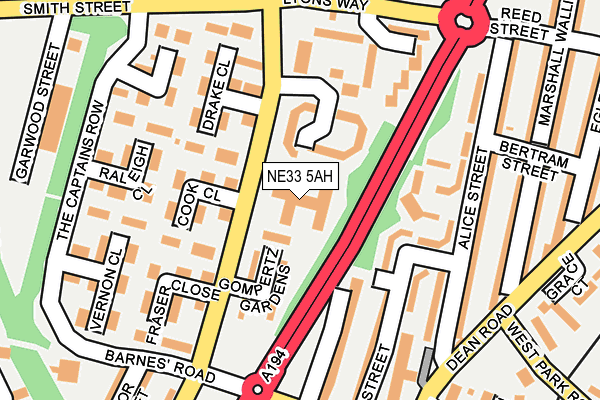 NE33 5AH map - OS OpenMap – Local (Ordnance Survey)
