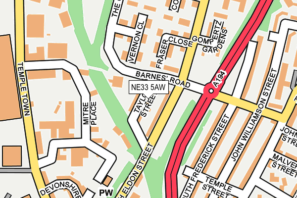 NE33 5AW map - OS OpenMap – Local (Ordnance Survey)