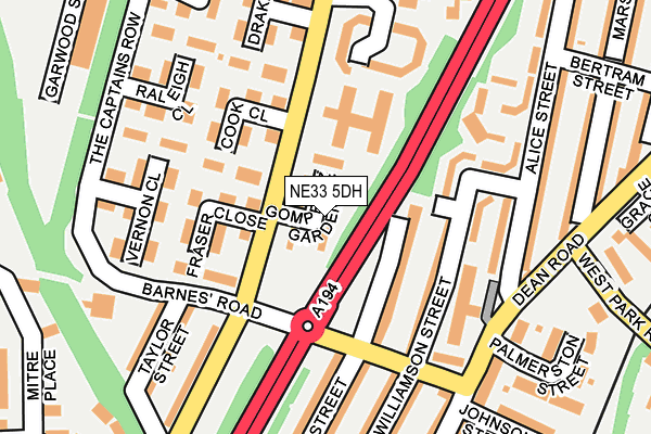 NE33 5DH map - OS OpenMap – Local (Ordnance Survey)