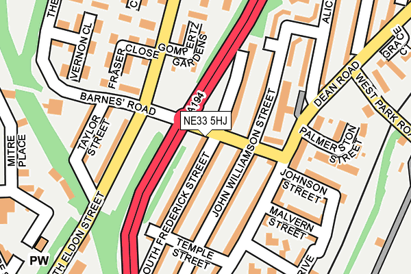 NE33 5HJ map - OS OpenMap – Local (Ordnance Survey)