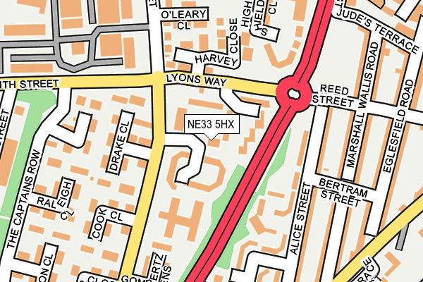 NE33 5HX map - OS OpenMap – Local (Ordnance Survey)