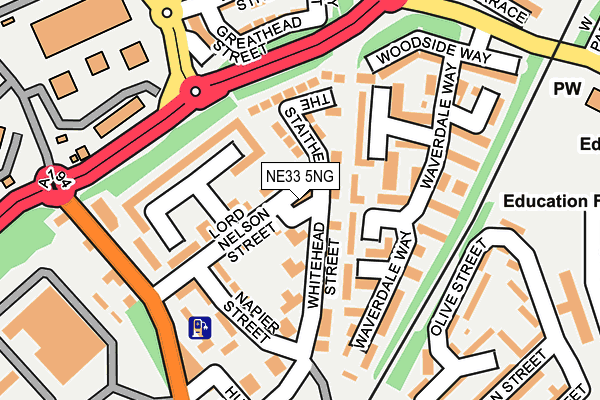 NE33 5NG map - OS OpenMap – Local (Ordnance Survey)