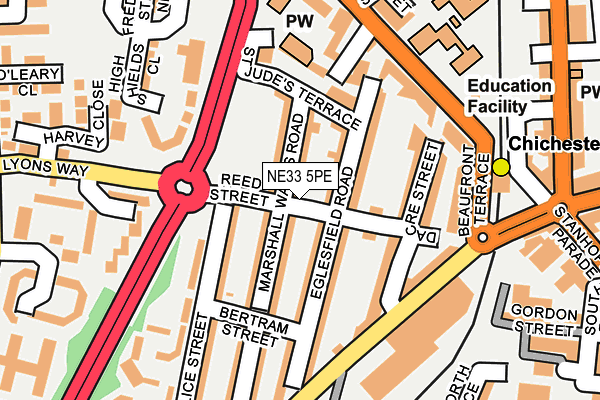 NE33 5PE map - OS OpenMap – Local (Ordnance Survey)