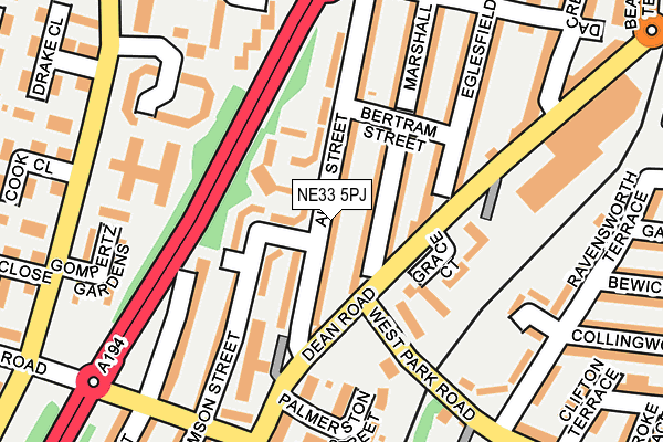 NE33 5PJ map - OS OpenMap – Local (Ordnance Survey)