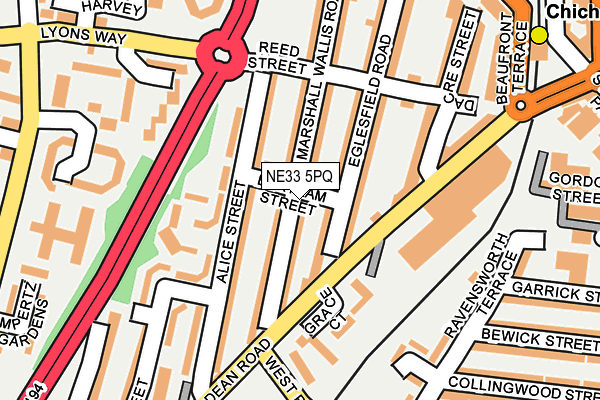 NE33 5PQ map - OS OpenMap – Local (Ordnance Survey)