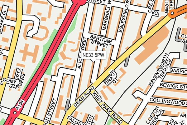 NE33 5PW map - OS OpenMap – Local (Ordnance Survey)