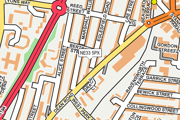 NE33 5PX map - OS OpenMap – Local (Ordnance Survey)