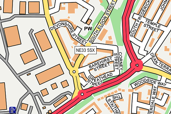NE33 5SX map - OS OpenMap – Local (Ordnance Survey)