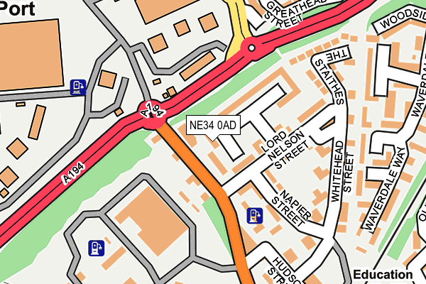 NE34 0AD map - OS OpenMap – Local (Ordnance Survey)