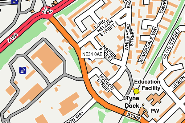 NE34 0AE map - OS OpenMap – Local (Ordnance Survey)