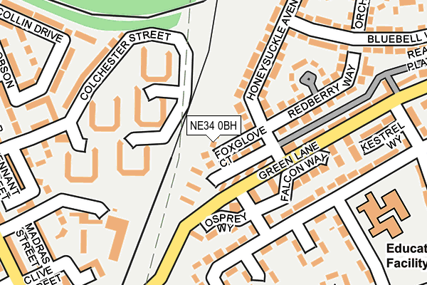 NE34 0BH map - OS OpenMap – Local (Ordnance Survey)