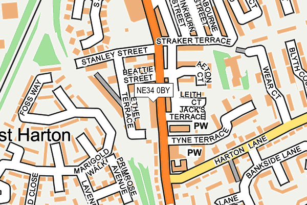 NE34 0BY map - OS OpenMap – Local (Ordnance Survey)