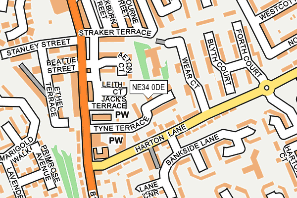 NE34 0DE map - OS OpenMap – Local (Ordnance Survey)