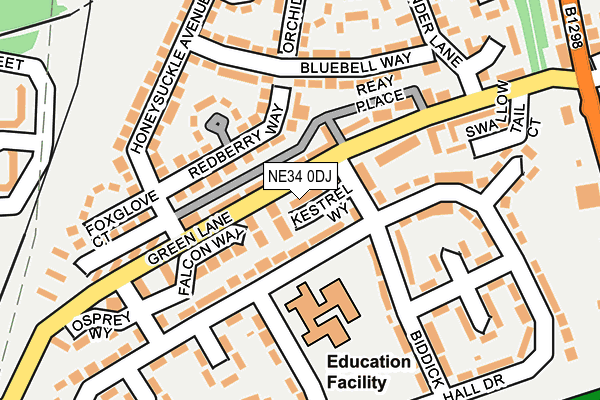NE34 0DJ map - OS OpenMap – Local (Ordnance Survey)