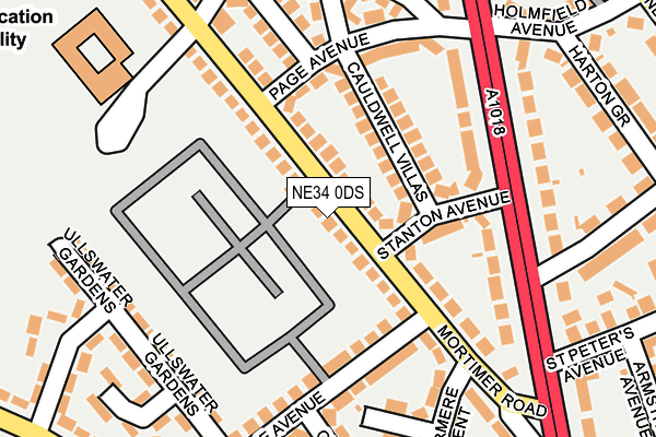 NE34 0DS map - OS OpenMap – Local (Ordnance Survey)
