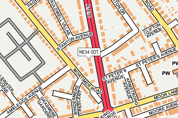 NE34 0DT map - OS OpenMap – Local (Ordnance Survey)