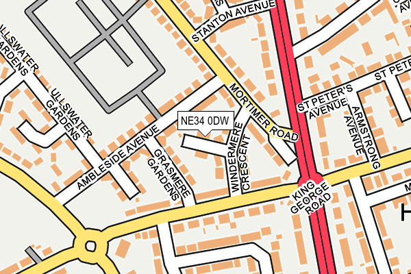 NE34 0DW map - OS OpenMap – Local (Ordnance Survey)
