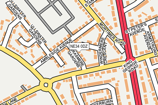 NE34 0DZ map - OS OpenMap – Local (Ordnance Survey)