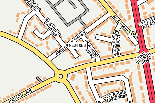NE34 0EB map - OS OpenMap – Local (Ordnance Survey)