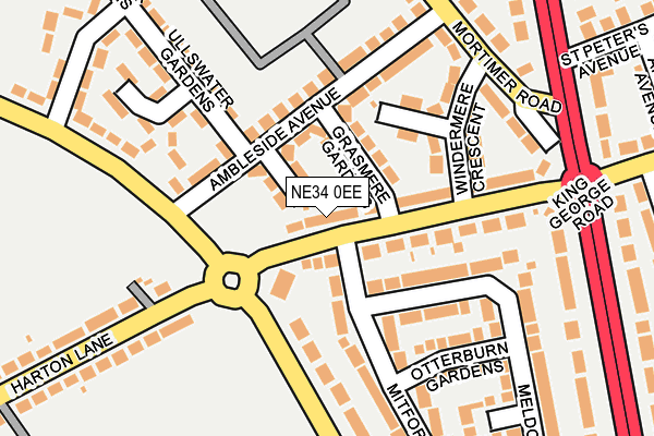 NE34 0EE map - OS OpenMap – Local (Ordnance Survey)
