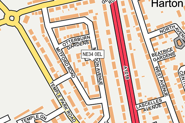 NE34 0EL map - OS OpenMap – Local (Ordnance Survey)