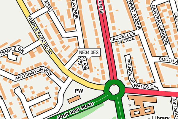 NE34 0ES map - OS OpenMap – Local (Ordnance Survey)