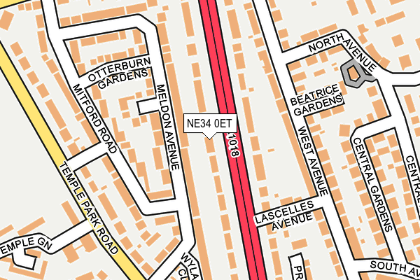 NE34 0ET map - OS OpenMap – Local (Ordnance Survey)