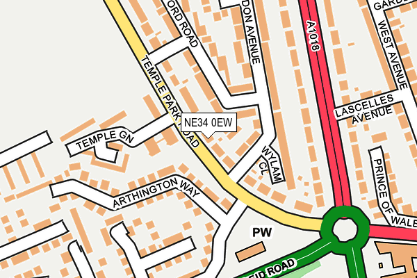 NE34 0EW map - OS OpenMap – Local (Ordnance Survey)