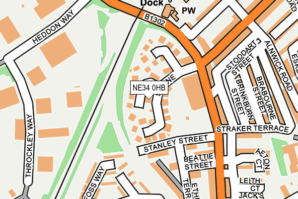 NE34 0HB map - OS OpenMap – Local (Ordnance Survey)
