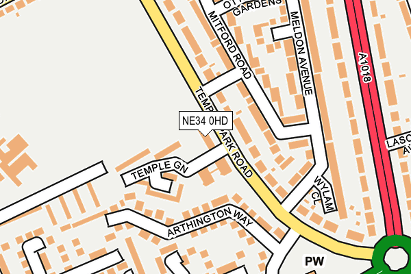 NE34 0HD map - OS OpenMap – Local (Ordnance Survey)