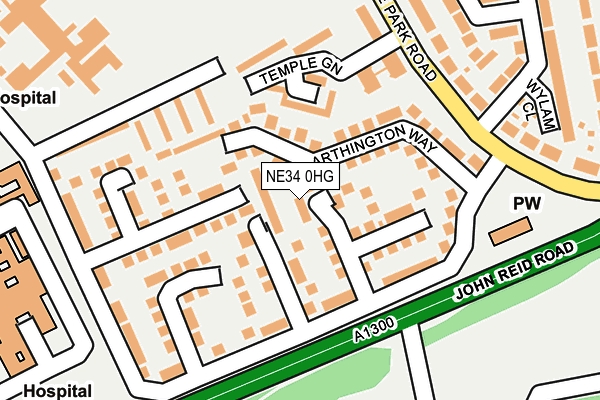 NE34 0HG map - OS OpenMap – Local (Ordnance Survey)