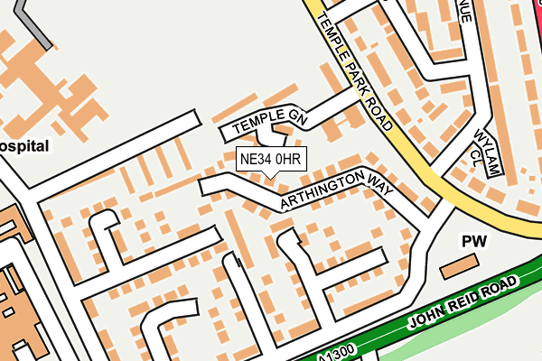 NE34 0HR map - OS OpenMap – Local (Ordnance Survey)