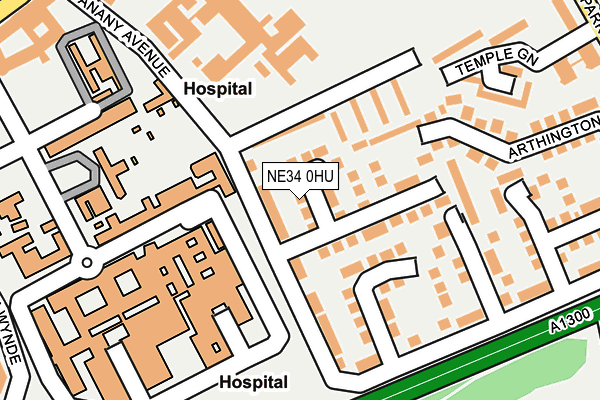 NE34 0HU map - OS OpenMap – Local (Ordnance Survey)