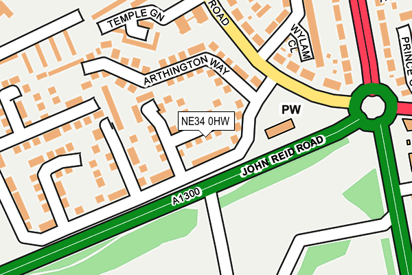 NE34 0HW map - OS OpenMap – Local (Ordnance Survey)