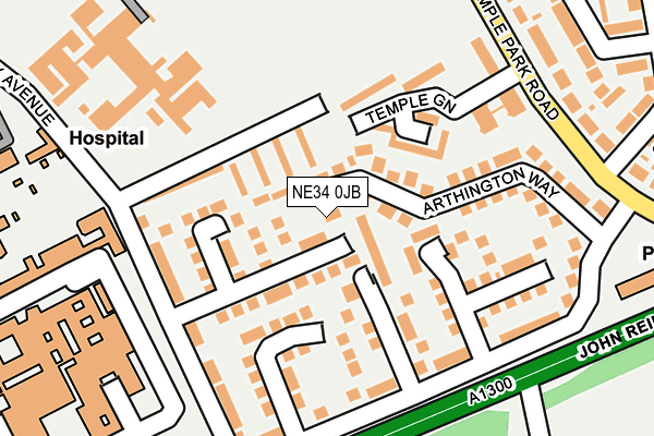 NE34 0JB map - OS OpenMap – Local (Ordnance Survey)