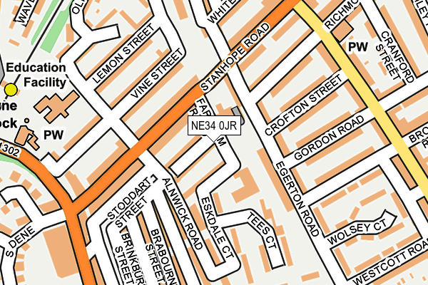 NE34 0JR map - OS OpenMap – Local (Ordnance Survey)