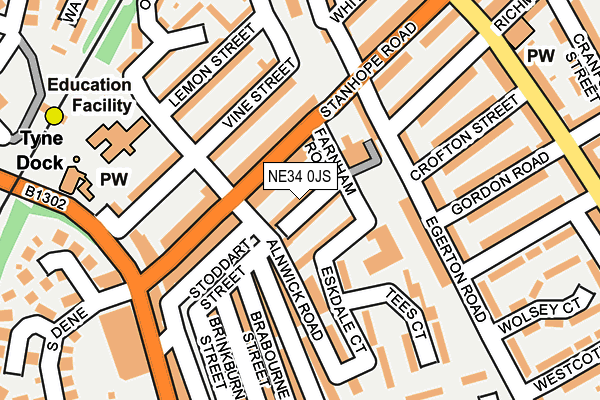 NE34 0JS map - OS OpenMap – Local (Ordnance Survey)