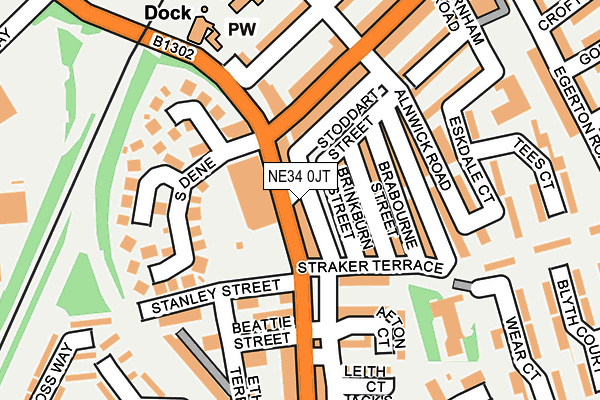 NE34 0JT map - OS OpenMap – Local (Ordnance Survey)