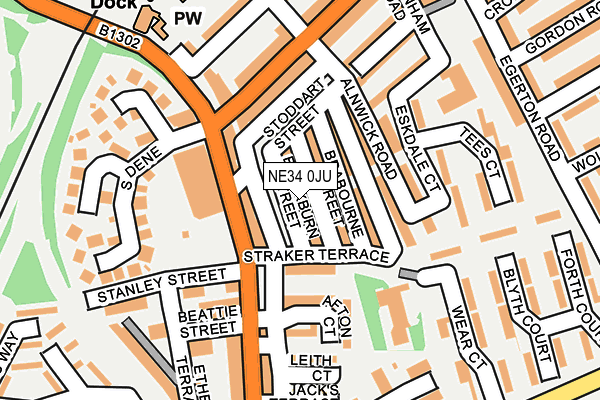 NE34 0JU map - OS OpenMap – Local (Ordnance Survey)