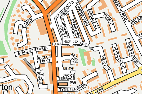 NE34 0JX map - OS OpenMap – Local (Ordnance Survey)