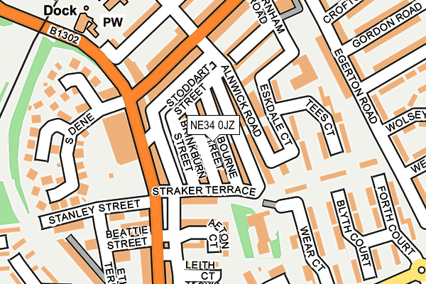 NE34 0JZ map - OS OpenMap – Local (Ordnance Survey)
