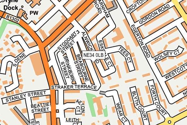 NE34 0LB map - OS OpenMap – Local (Ordnance Survey)