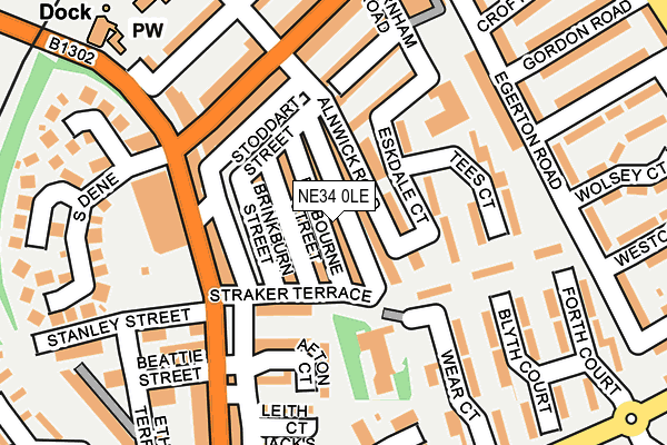 NE34 0LE map - OS OpenMap – Local (Ordnance Survey)