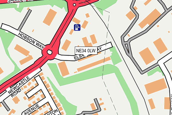 NE34 0LW map - OS OpenMap – Local (Ordnance Survey)