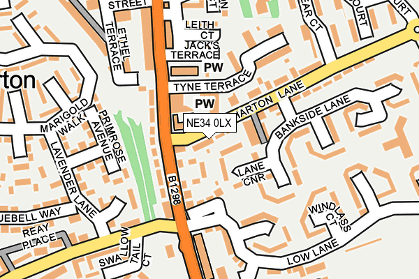 NE34 0LX map - OS OpenMap – Local (Ordnance Survey)