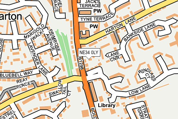 NE34 0LY map - OS OpenMap – Local (Ordnance Survey)