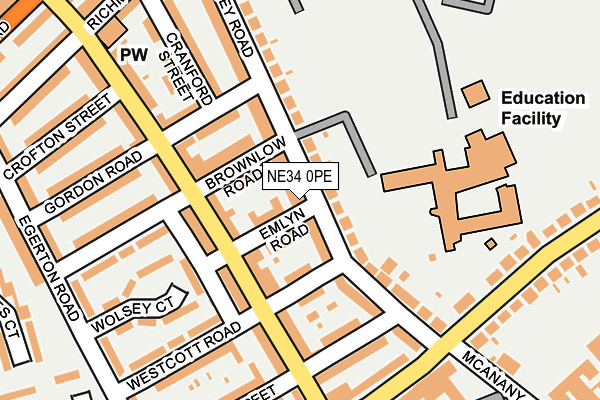 NE34 0PE map - OS OpenMap – Local (Ordnance Survey)