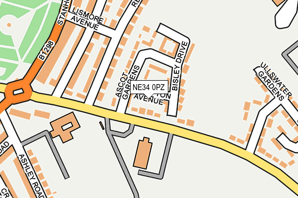 NE34 0PZ map - OS OpenMap – Local (Ordnance Survey)