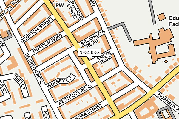 NE34 0RG map - OS OpenMap – Local (Ordnance Survey)