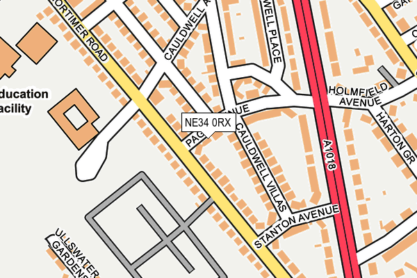 NE34 0RX map - OS OpenMap – Local (Ordnance Survey)